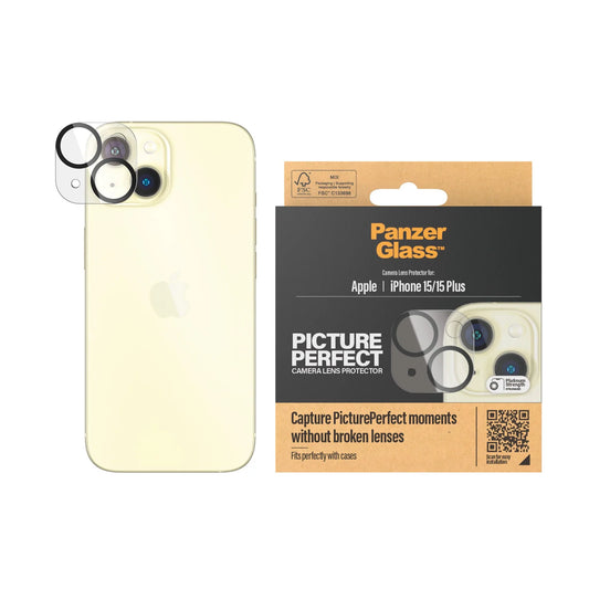 PANZERGLASS® PICTUREPERFECT CAMERA LENS PROTECTOR IPHONE 15 | 15 PLUS | GLASSBESKYTTER