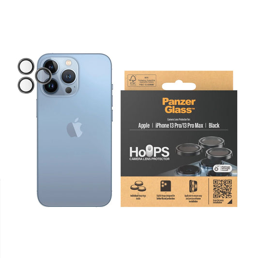 PANZERGLASS® HOOPS™ CAMERA LENS PROTECTOR FOR IPHONE 13 PRO | 13 PRO MAX | BLACK | GLASSBESKYTTER