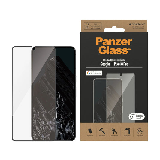 PANZERGLASS® SCREEN PROTECTOR GOOGLE PIXEL 8 PRO | ULTRA-WIDE FIT | GLASSBESKYTTER