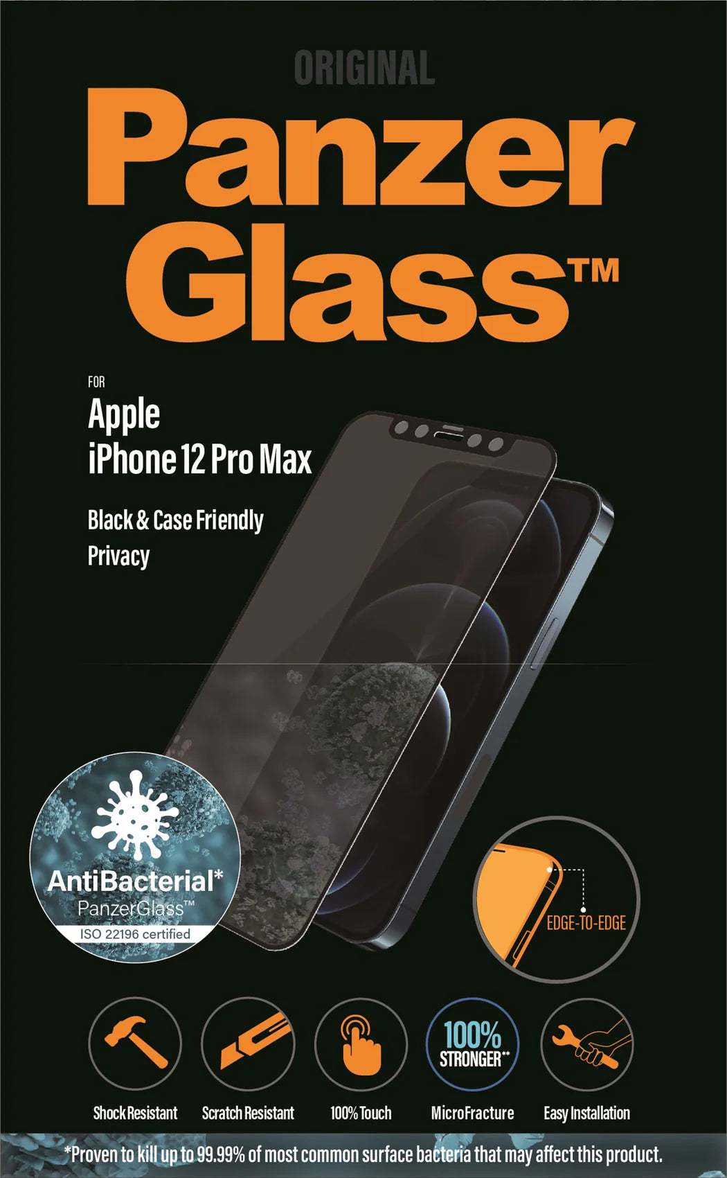 PANZERGLASS® PRIVACY SCREEN PROTECTOR APPLE IPHONE 12 PRO MAX | EDGE-TO-EDGE | GLASSBESKYTTER