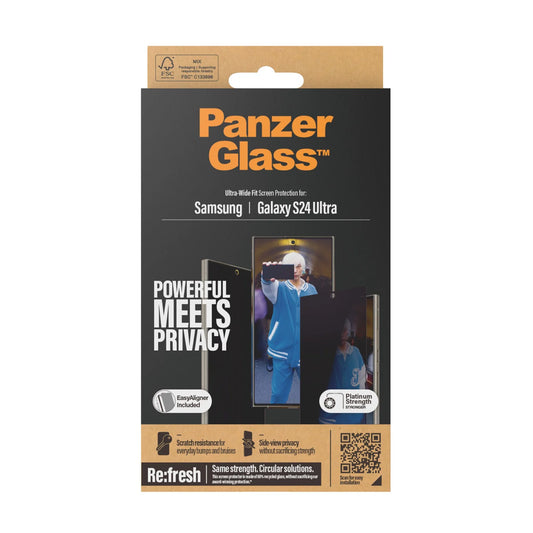 PANZERGLASS® PRIVACY SCREEN PROTECTOR SAMSUNG GALAXY S24 ULTRA | ULTRA-WIDE FIT W. EASYALIGNER | GLASSBESKYTTER