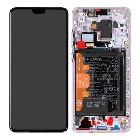 Huawei Mate 30 LCD / Touch + batterienhet - Space Sølv (TAS-L09 TAS-L29)