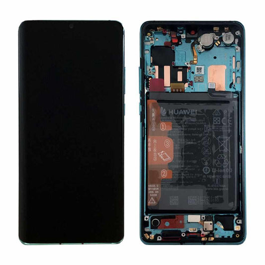 Huawei P30 Lite LCD / Touch + batteri - Peacock Blå (MAR-L01A, MAR-L21A, MAR-LX1A)